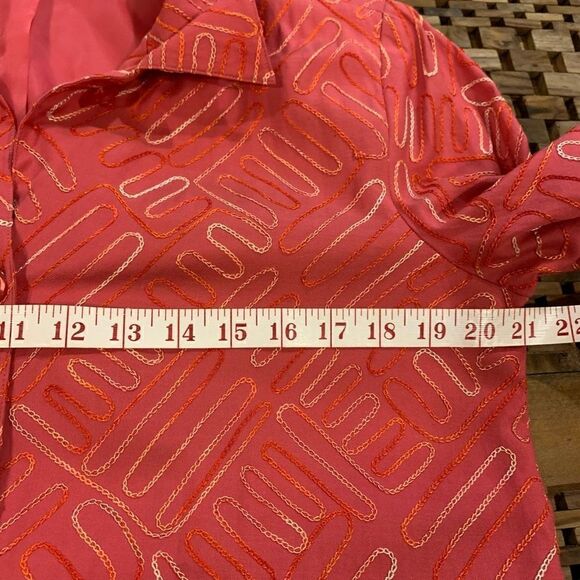Patchington Vintage 80s 90s Embroidered Silk Blend  Melon‎ Blazer Wmn Medium EUC - Picture 11 of 13